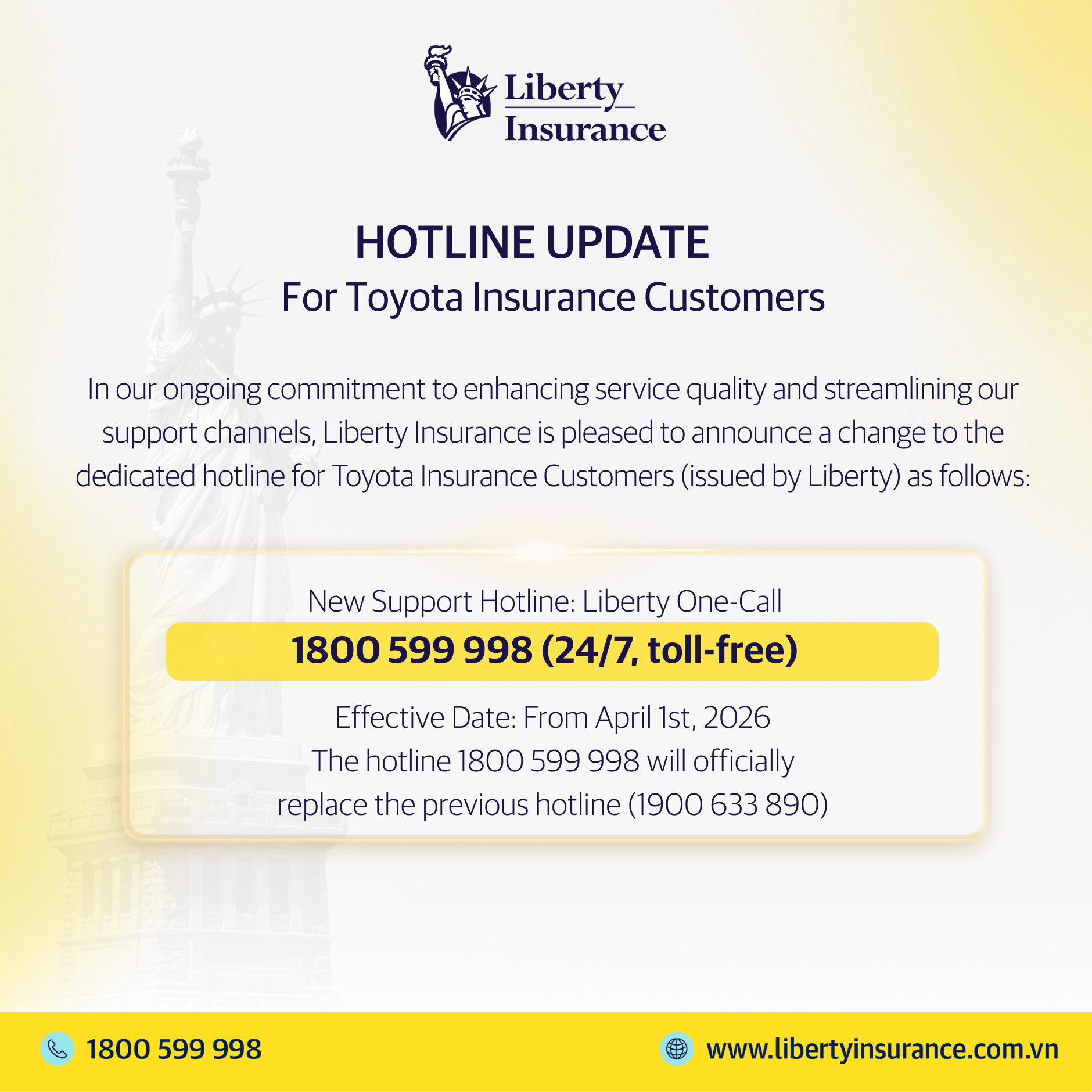 HOTLINE UPDATE FOR TOYOTA INSURANCE CUSTOMERS