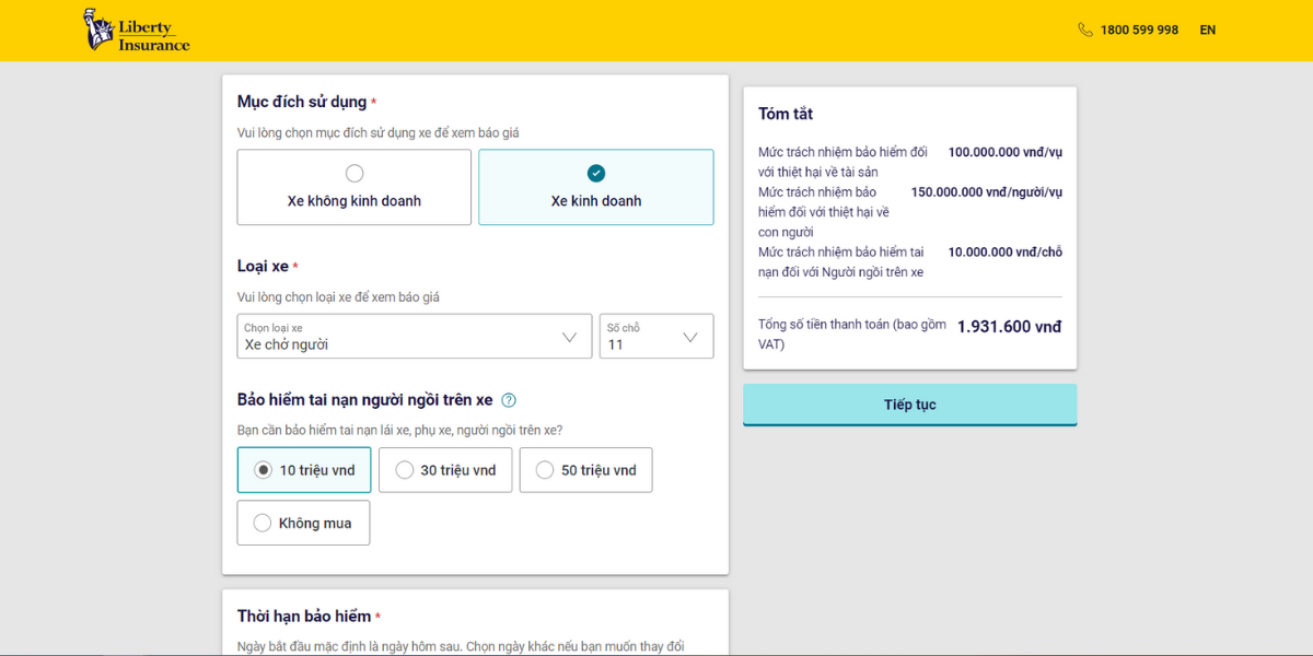 bảo hiểm ô tô liberty