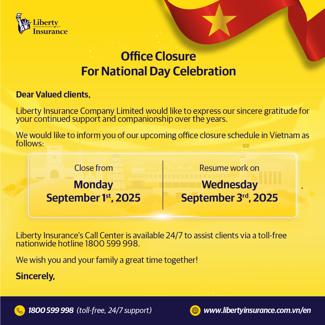 Holiday Annoucnement Sept. 2, 2025